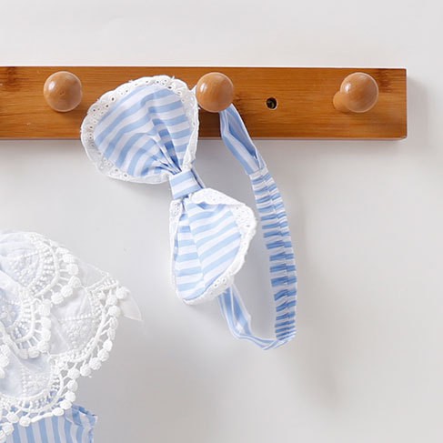 ชุดบอดี้สูทสําหรับเด็กทารกผู้หญิงแขนกุด + ที่คาดผม 2 ชิ้น - รูปที่ 3