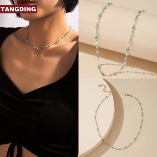 【COD Tangding】สร้อยคอโชคเกอร์ โซ่ลูกปัดโลหะ ทรงเรขาคณิต สไตล์โบฮีเมียน ปรับได้ สําหรับผู้หญิง