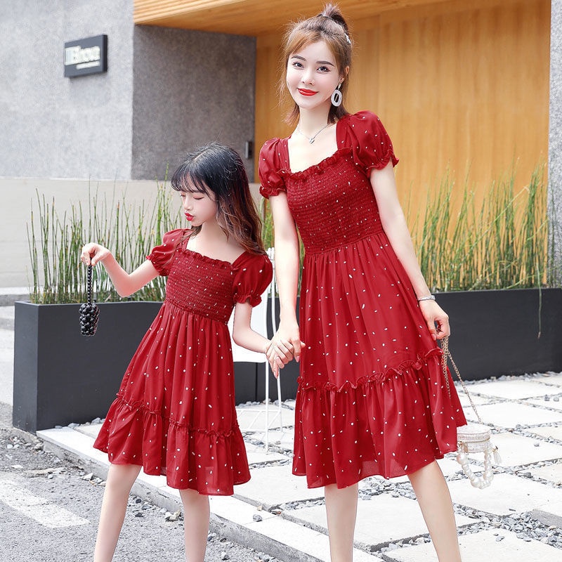 Summer Mother Kids Clothes Women Girls Floral Dresses Family Matching ...