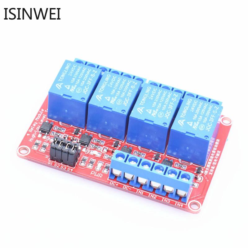 บอร์ดโมดูลรีเลย์ 4 ช่อง 5v 12v 24v สำหรับ Arduino