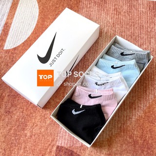 NIKE⚡️set 5คู่1กล่อง⚡️ ถุงเท้าแบรนด์ข้อสั้น กีฬา งานCottonแฟชั่น พร้อมส่ง