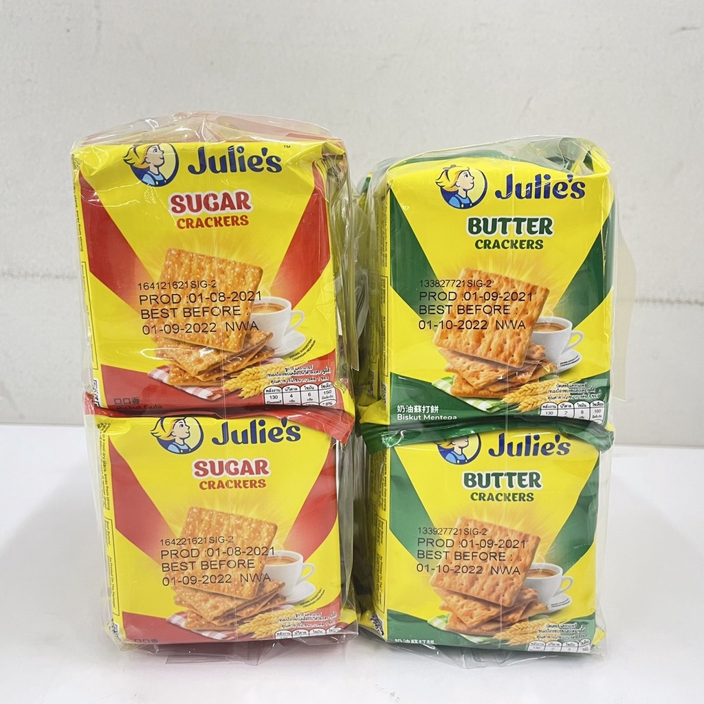 Julie's Sugar Crackers / Butter Crackers ขนมปังอบกรอบ น้ำตาล / บัตเตอร์ตรา จูลี่ส์ 25 กรัม x 12 ชิ้น
