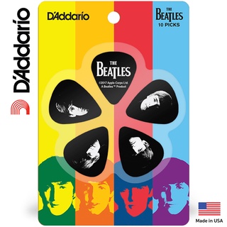 DAddario® 1CBK4-10B2 Guitar Pick ปิ๊กกีตาร์ ลายคิลปิน The Beatles "MEET THE BEATLES" ทรงมาตรฐาน ความหนา Medium 0.70 มม. (1 แพ็ค มี 10 ตัว) ** Made in USA **