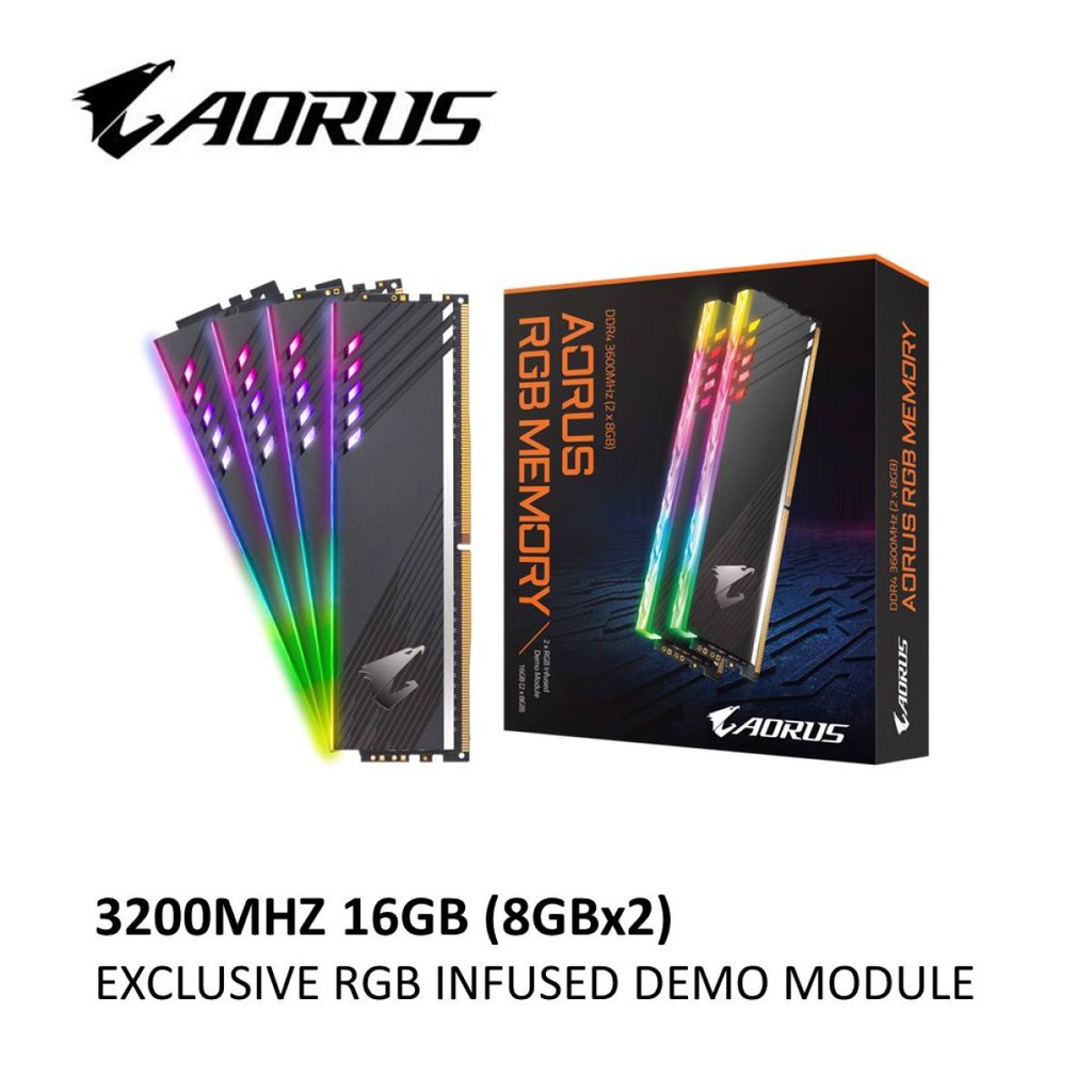 (4แถว) 16GB (8GBX2) DDR4/3200 RAM PC (แรมพีซี) GIGABYTE AORUS RGB (With Demo Kit) (GP-ARS16G32D)