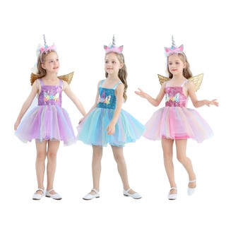 ชุด ยูนิคอร์น เดรสยูนิคอร์น สั้น สายเดี่ยว ชุดปาร์ตี้ ชุดแฟนซี Unicorn Fancy Party Costume Strap Short Dress