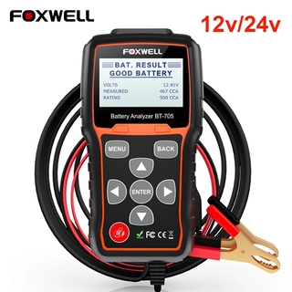 FOXWELL BT705 เครื่องทดสอบแบตเตอรี่ 12V 24V สำหรับรถบรรทุกรถยนต์ 100-2000 CCA เครื่องทดสอบโหลดแบตเตอรี่ Cranking และการชาร์จระบบทดสอบเครื่องมือสแกน