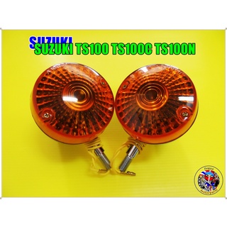 ไฟเลี้ยวหน้า (ฝาครอบไฟสีส้ม)  ซ้าย-ขวา สำหรับ SUZUKI TS100 TS100C TS100N Turn Signal Set