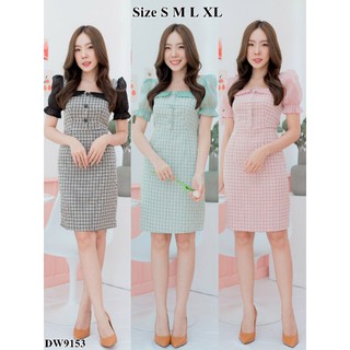 💢💢NEW💢💢เดรสทำงานน่ารัก ลายสกอต น่ารักมากค่า ป้าย Dressworld S M L XL 345📌📌