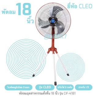 ไม่ผิดหวัง พัดลมอุตสาหกรรม 18 นิ้ว CLEO สีแดง ส่งฟรี