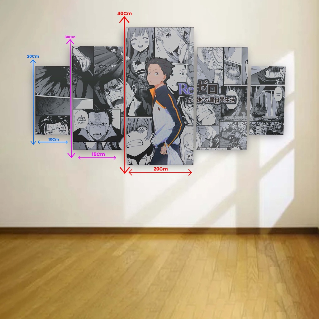 Wall Decor ไม้ซ้อนโปสเตอร์อะนิเมะ REZERO RE:ZERO SUBARU EMILIA RAM REM ROSSWAL