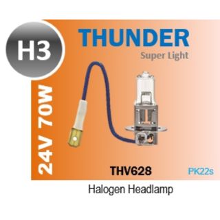 หลอดไฟ ตัดหมอก หลอดไฟสปอร์ตไลท์ H3 24V 70w THUNDER THV628 PK22s 13336