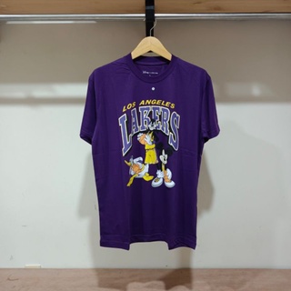 เสื้อยืด พิมพ์ลาย Lakers สีม่วง พรีเมี่ยมสามารถปรับแต่งได้