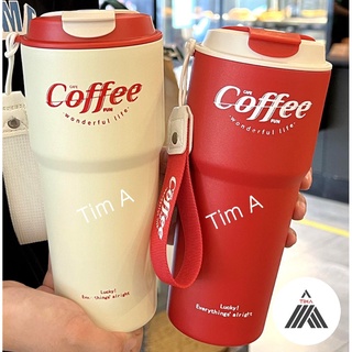 🔥พร้อมส่ง🔥แก้วน้ำ (Coffee)   แก้วน้ำเก็บอุณหภูมิ กระบอกกาแฟ สไตล์สวย กระบอกใส่น้ำ พร้อมฝาปิด มีสายคล้องน่ารักๆ  BZ03