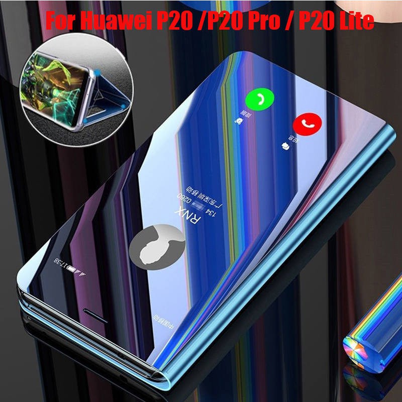 Mirror View Flip Case Huawei P20 / P20 Lite / P20 Pro Phone Case Electroplate Mirror Back Cover