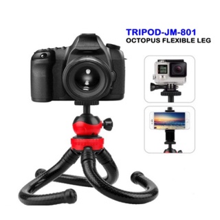 ขาปลาหมึก FLEXIBLE TRIPOD JM-801 RED สำหรับกล้อง: DSLR, กล้องมิลเลอร์เลส, Gopro, โทรศัพท์