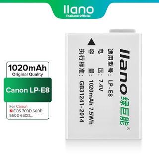 llano แบตเตอรี่กล้อง Canon LP-E8 1020mAh for EOS 700D 600D 550D 650D Camera Battery Charger