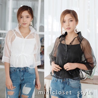  เสื้อผ้าแก้วแต่งเส้นลายในตัว ปกเชิ้ต 🔆🌸