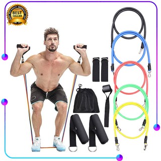 【11ชิ้น】ยางยืด สายแรงต้าน ออกกำลังกาย Resistance Bands Set สร้างกล้ามเนื้อ