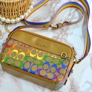 ส่งฟรี ผ่อน0%🌈NEW GRAHAM CROSSBODY IN RAINBOW SIGNATURE CANVAS