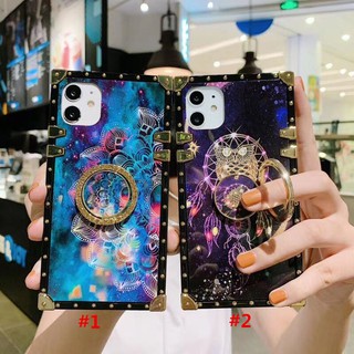 เคสโทรศัพท์ For OPPO A39 A57 A79 A3 A3S A5 A5S A7 A12 A9 2020 F1S F5 F7 F9 Pro Reno 6 7 Realme C21Y C25Y Fashion Tide Brand Luxury Starry Sky Wind Chimes Mandala Flower Square Phone Case With Ring Bracket