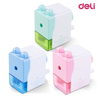 กบเหลาดินสอ เครื่องเหลาดินสอ สีพาสเทล ที่เหลาดินสอ Deli 0744 Blossom School Rotary Sharpener [S24]