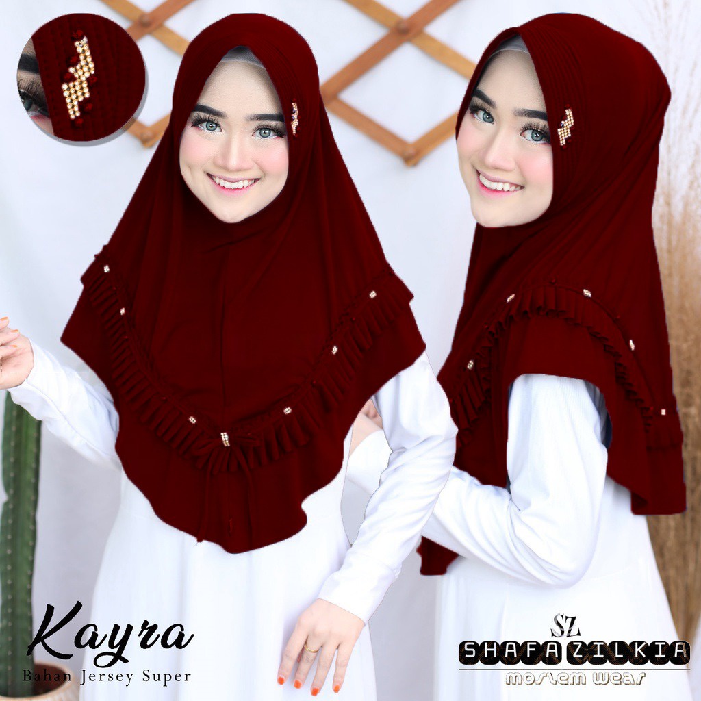 Kayara Pearl Ruffle Bergo / Honey Ruffle Hijab / Instant Jersey Bergo / Curly Ruffle Jersey Hijab / 