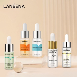 LANBENA เซรั่มวิตามินซี เซรั่มกรดไฮยารูลอนิก ผสมทองคํา 24k รักษาสิว ช่วยกระชับรูขุมขน ต่อต้านริ้วรอยและให้ความชุ่มชื้น ขนาด 15 มล.