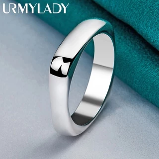 Urmylady แหวนเงินแท้ 925 ทรงกลม เรียบหรู เครื่องประดับแฟชั่น สําหรับผู้หญิง ผู้ชาย งานหมั้น งานแต่งงาน