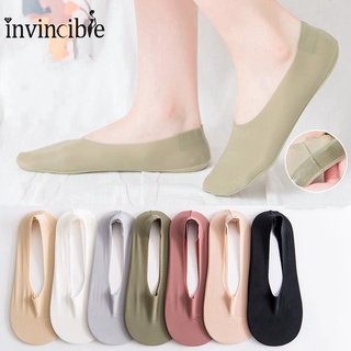 Women Invisible Ice Silk Boat Socks/ Spring Summer Non-slip Sweat Sock/ Casual Seamless Breathable Shallow Socks