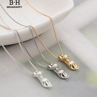 👍broadhappy🔥ผู้หญิง 925 โซ่สีเงินแมวจี้สร้อยคอเสน่ห์ สร้อยคอ minimal