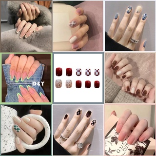 【พร้อมส่ง】เล็บปลอม เนื้อแมตต์ พร้อมกาว DIY 24 ชิ้น