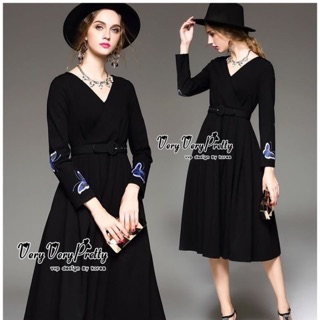 Luxurious Embroidered Smart Black Dress
