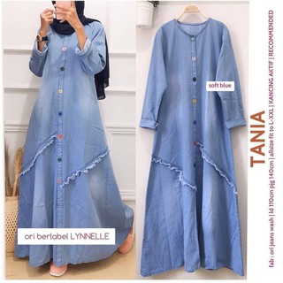 Tania DRESS JEANS Gamis กางเกงยีนส์ เรียบง่าย อินเทรนด์ มุสลิม ผู้หญิง วันนี้ Elega