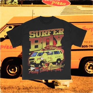 ✳ ♀Surfer Boy Pizza - (Vintage Vibe T-Shirt)เสื้อยืด