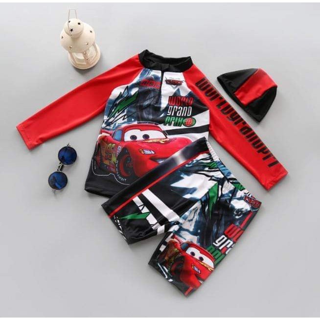 M0046 ชุดว่ายน้ำเด็ก ชุดว่ายน้ำเด็กผู้ชาย ชุดว่ายน้ำลายคาร์ ชุดว่ายน้ำลายแมคควีน