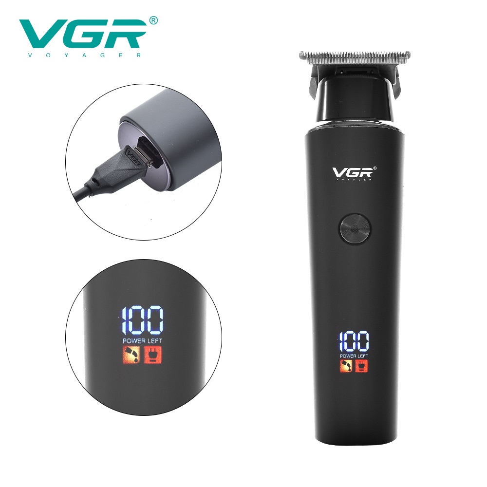 VGR New8-hour Battery Life Electric Hair Clipper LCD Special Oil Head Carving Electric Clippers for 