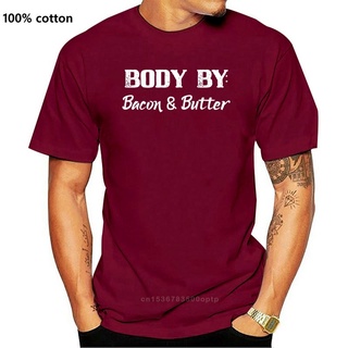 [100% Cotton] เสื้อยืดลําลอง สําหรับผู้ชาย แขนสั้น พิมพ์ลาย Keto Body By Bacon Butter Funny Keto Diet Keto Lifestyle Cus