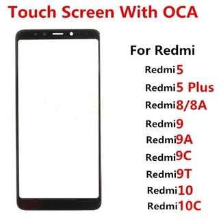 อะไหล่หน้าจอสัมผัส LCD ด้านหน้า 10 แผงหน้าจอสัมผัส OCA สําหรับ Xiaomi Redmi 10C 5 Plus 8 8A 9 9A 9C 9T