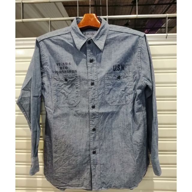เสื้อทหารเรือแขนยาวผ้าแชมเบร์​USN