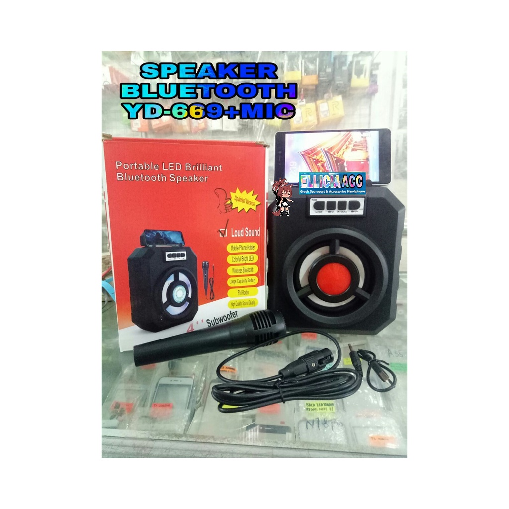 ลําโพงบลูทูธ YD-669 พร้อมไมโครโฟนคาราโอเกะ