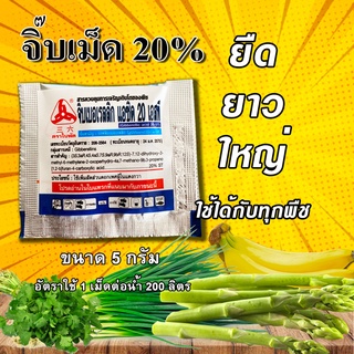 จิ๊บเม็ด (1 เม็ด ขนาด 5 กรัม ) จิ๊บ บอเรลลิก แอซิด ( Gibberrellic acid 20% ) แบบเม็ด ละลายน้ำ ยายืด ยืดช่อดอก ผล
