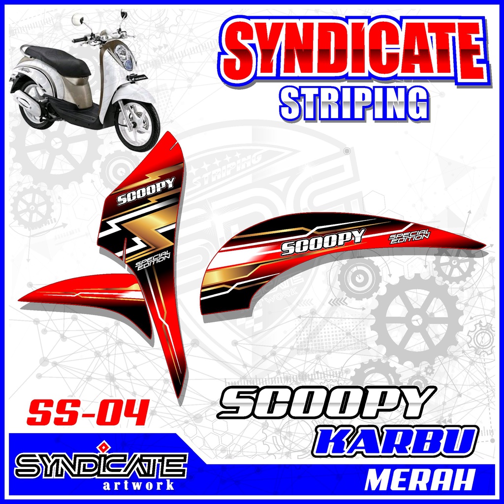 สติ๊กเกอร์ STRIPING LIST VARIATION OF OLD SCOOPY CARBON YEAR 2010 2011 2012 RACING GOLD MOTIF CODE S