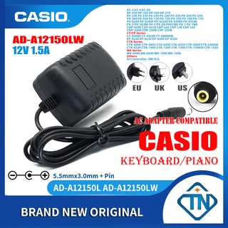 อะแดปเตอร์พาวเวอร์ซัพพลายเปียโนคีย์บอร์ด 12V 1.5A AD-A12150LW AC สําหรับ Casio CDP-120 CDP-130 CDP-135 CDP-220R BK CDP-230R BK SR