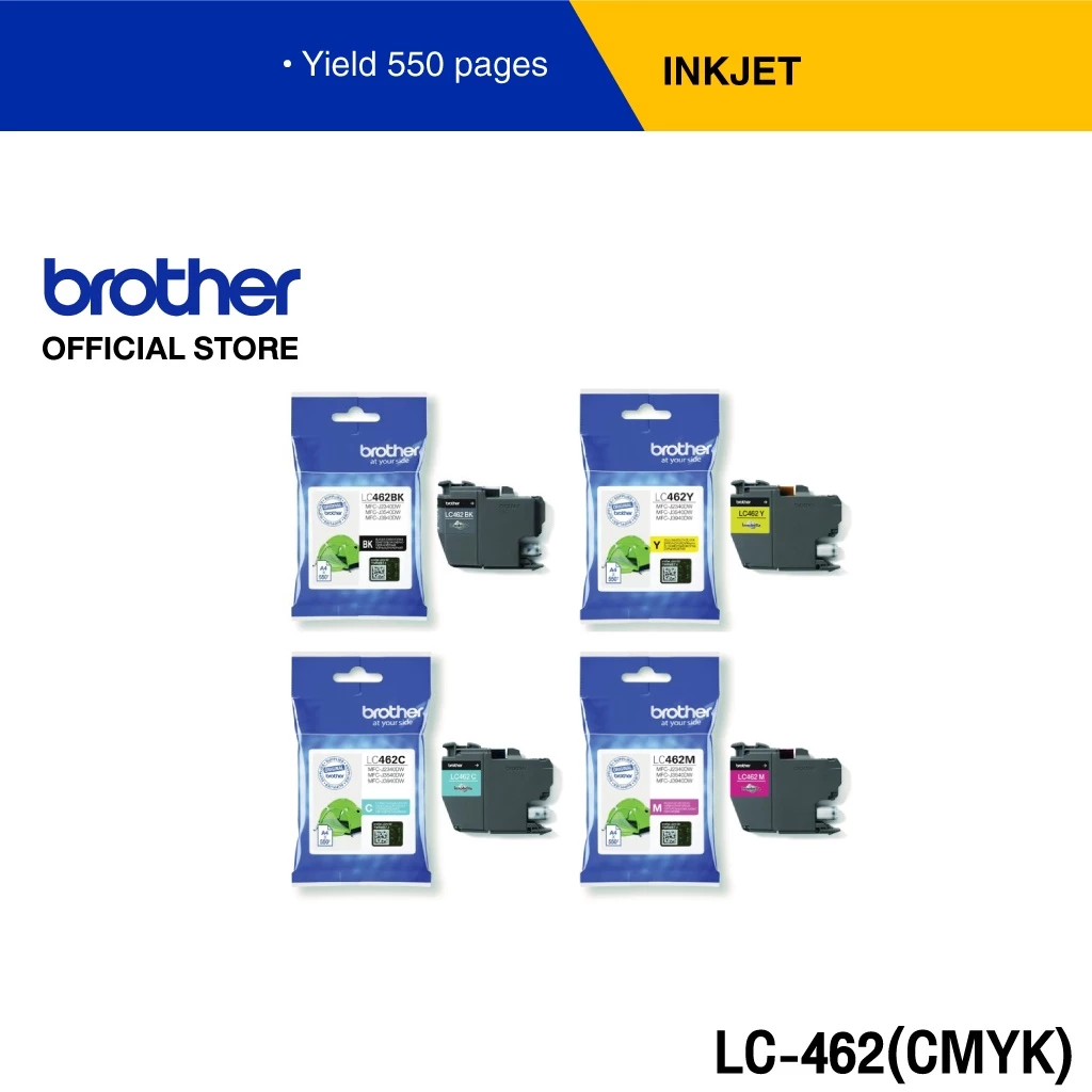 Brother LC-462BK,C,M,Y หมึกอิงค์เจ็ทของแท้ สำหรับเครื่องอิงค์เจ็ทรุ่น MFC-J2340DW, MFC-J2740DW, MFC-J3540DW, MFC-J3940DW