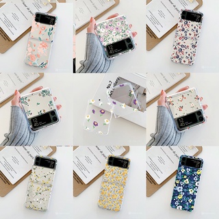 เคสโทรศัพท์มือถือแบบแข็ง ใส กันกระแทก ลายดอกไม้ สร้างสรรค์ สําหรับ Samsung Galaxy Z Flip 3 Z Flip 4