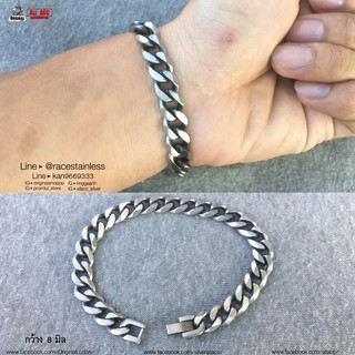 สร้อยข้อมือรมดำ ลายเหลี่ยมตัดมุม8มิล สแตนเลสแท้100% Stainless 316l Bracelet