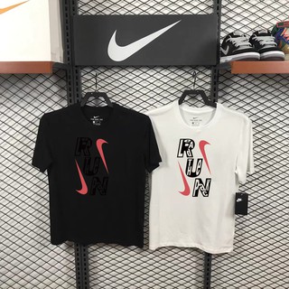 ผ้าฝ้ายคุณภาพสูง Nike บุคลิกภาพที่เรียบง่ายผู้ชายเสื้อยืดพิมพ์แขนสั้น NIKE 5s1