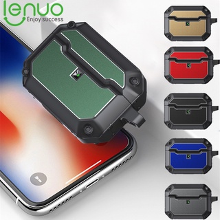 Lenuo เคสหูฟัง TPU โลหะ กันกระแทก พร้อมพวงกุญแจ อุปกรณ์เสริม สําหรับ Airpods Pro 3 2 1