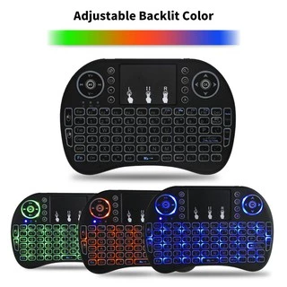 ภาษาไทย-อังกฤษ Mini Wireless Keyboard เม้าส์คีย์บอร์ดมินิไร้สายคอมโบ คีย์บอร์ดไร้สายมินิ 2.4Ghz ต่อกับTV Box แสงไฟ3สี