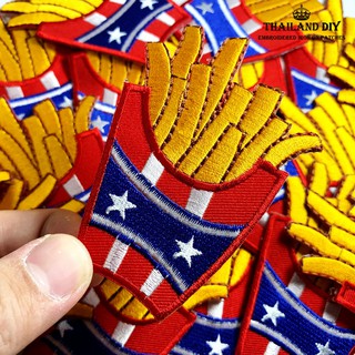 [ ตัวรีดติดเสื้อ ลาย เฟรนช์ฟรายส์ การ์ตูน เฟรนฟราย ] French fries Patch งานปัก DIY ตัวรีด อาร์ม ติดเสื้อ กางเกง ยีนส์